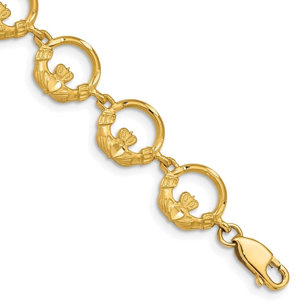 14k Yellow Gold Claddagh Bracelet